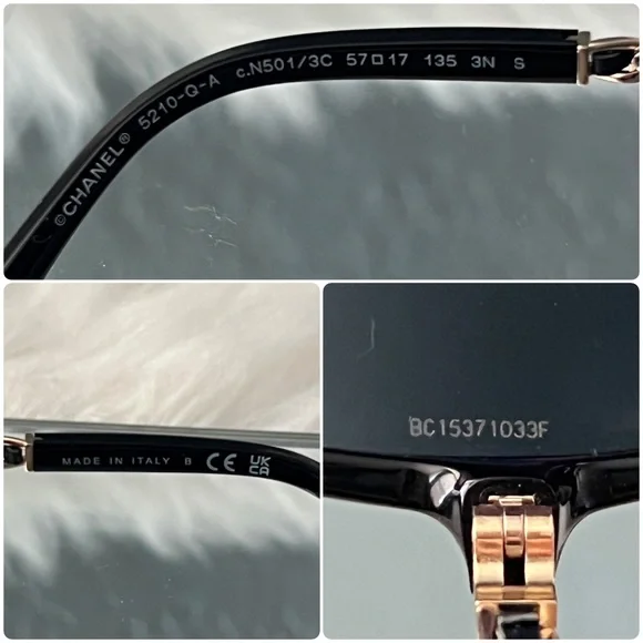 CHANEL CC Logo Lambskin Square Chain Sunglasses in Black